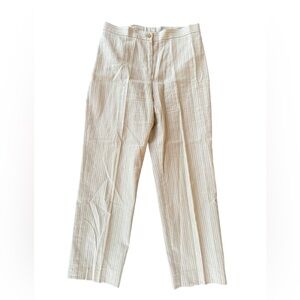 Luciano Barbera Vintage Italy Women’s Striped Beige Linen Blend Trousers 10 US